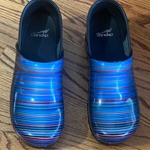 Dansko Professional Clogs Blue Multi Striped Shoes